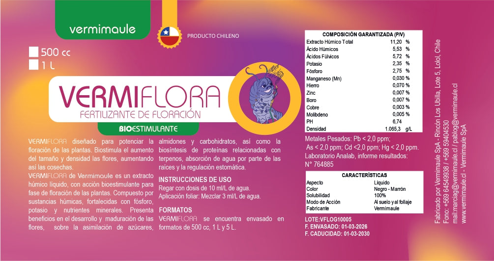 Bioestimulante Floración - Vermiflora Grow 500 cc