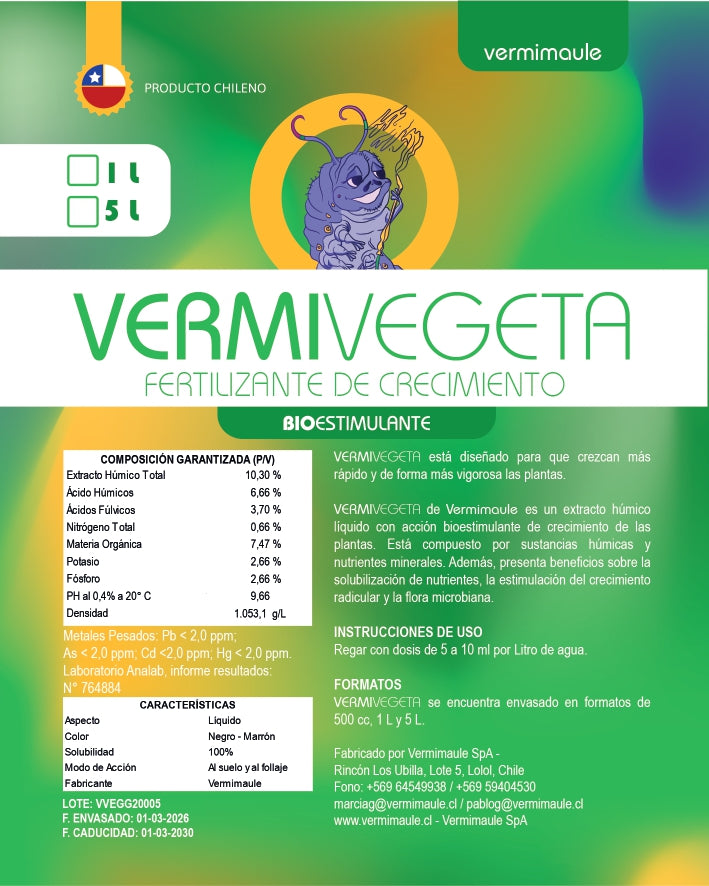 Bioestimulante de Crecimiento - Vermivegeta Grow 1 litro