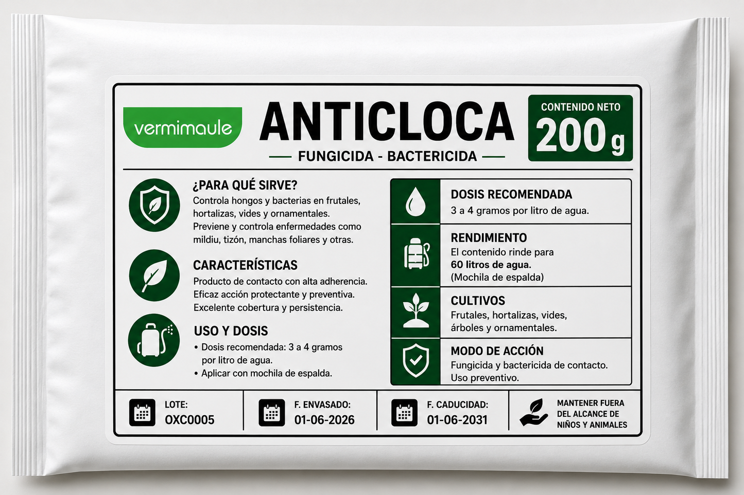 Anticloca - Fungicida y Bactericida de Contacto 200 g