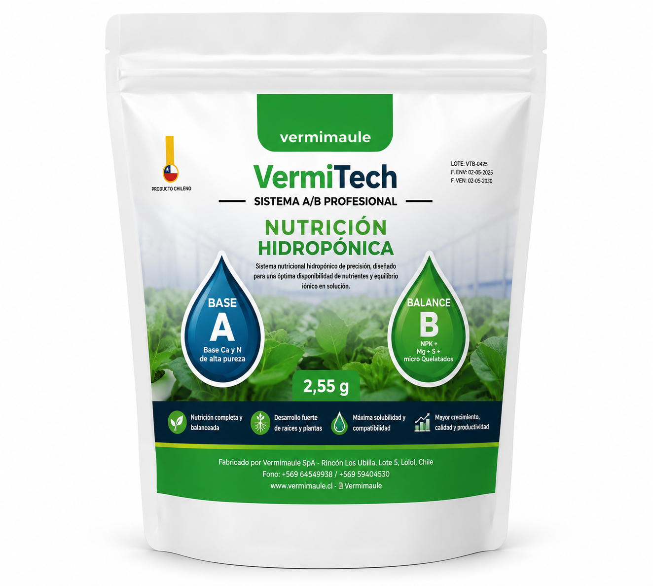Sales para Hidroponía A y B - VermiTech Base A y Balance B