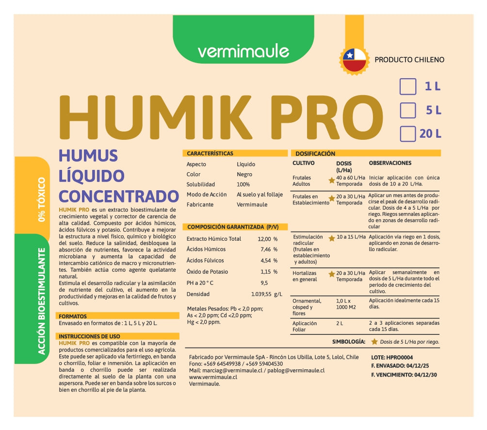 Ácido Húmico 12% - HumikPro 1 litro