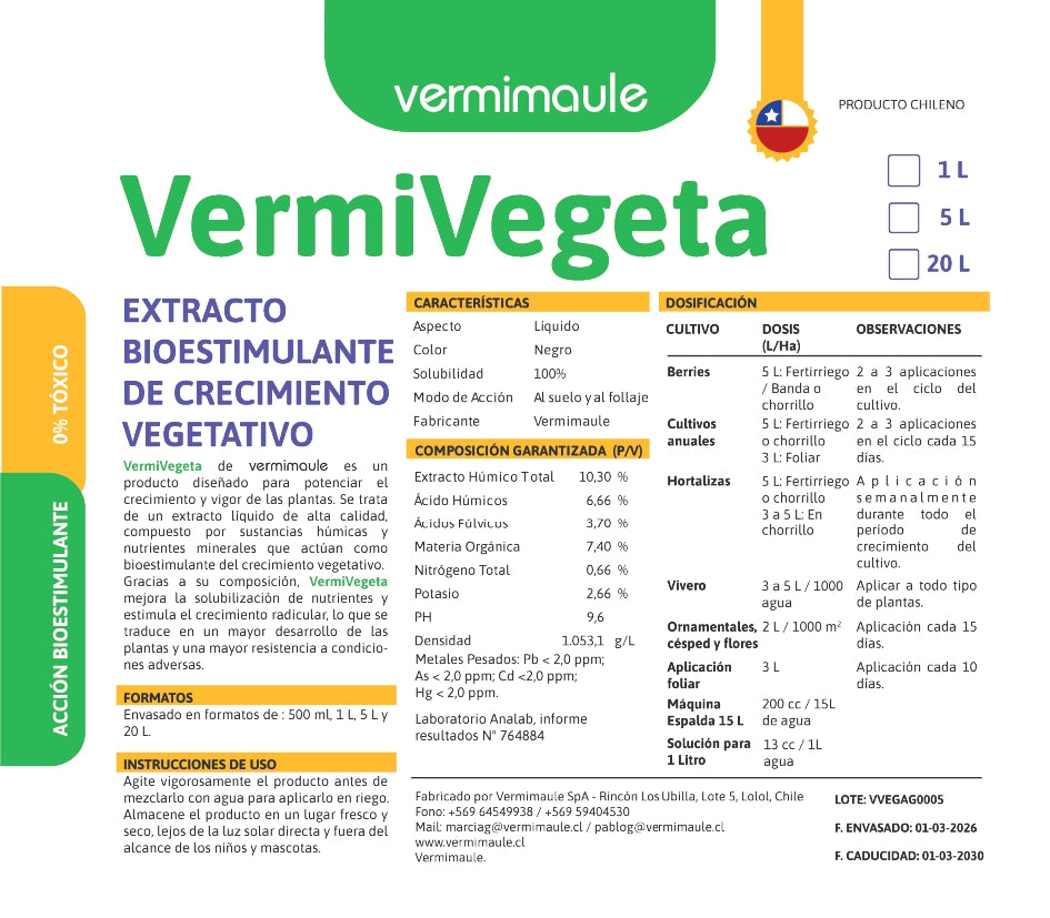 Bioestimulante de Crecimiento - Vermivegeta 20 litros