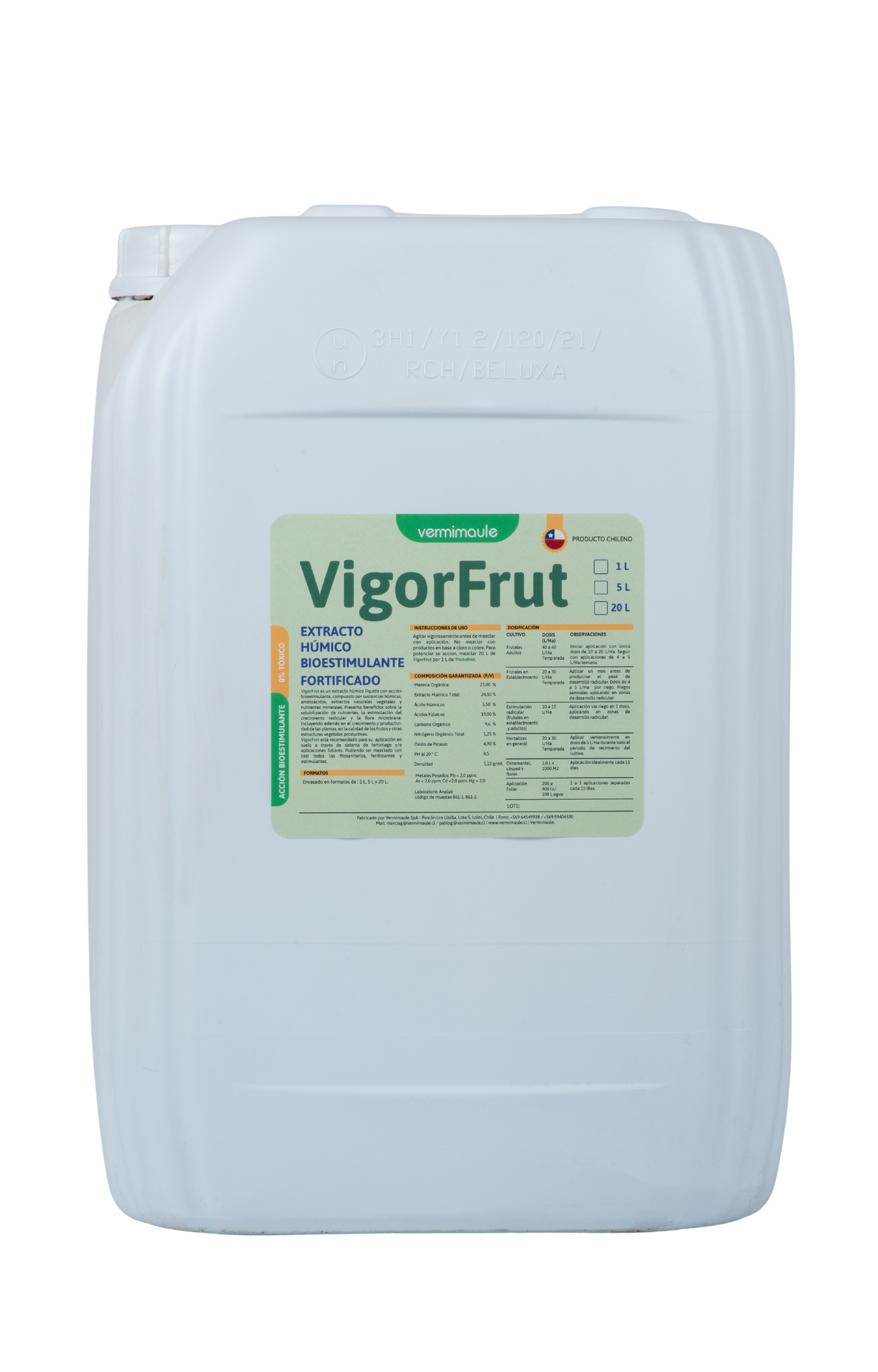 Bioestimulante - Ácidos Húmicos Líquidos - Vigorfrut 20 litros